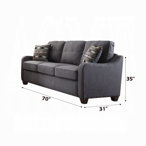 Acme Cleavon II Gray Linen Sofa with 2 Pillows - Image 3