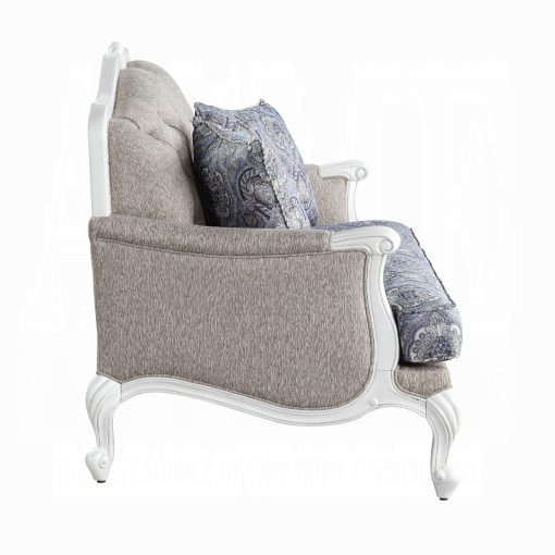 Acme Ciddrenar Fabric & White Sofa with 5 Pillows - Image 4