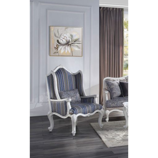 Acme Ciddrenar Fabric & White Chair with Pillow