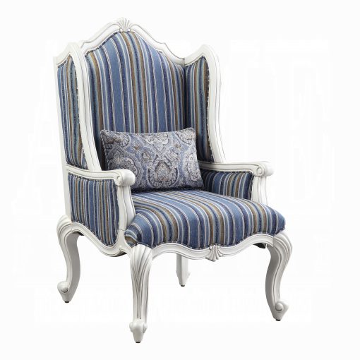Acme Ciddrenar Fabric & White Chair with Pillow - Image 2