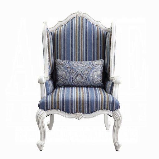 Acme Ciddrenar Fabric & White Chair with Pillow - Image 3