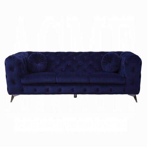 Acme Atronia Blue Velvet Sofa - Image 3