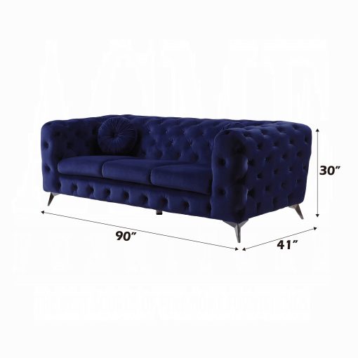 Acme Atronia Blue Velvet Sofa - Image 7