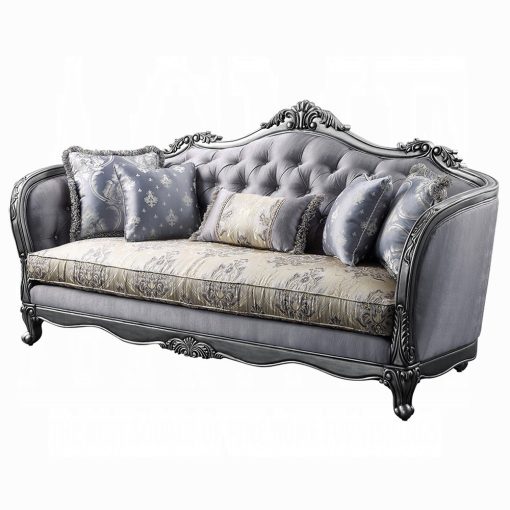 Acme Ariadne Fabric & Platinum Sofa with 5 Pillows - Image 2