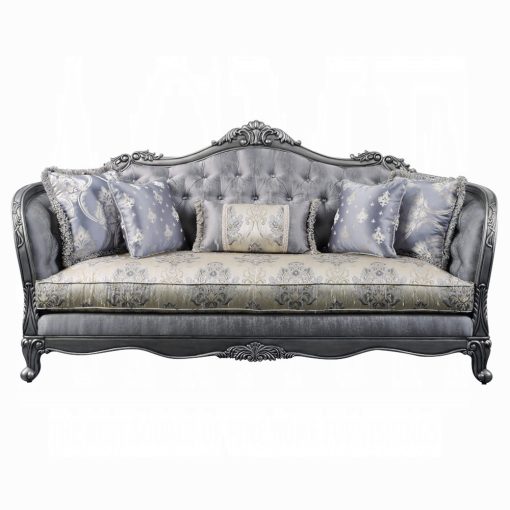 Acme Ariadne Fabric & Platinum Sofa with 5 Pillows - Image 3