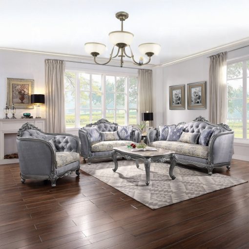 Acme Ariadne Fabric & Platinum Sofa with 5 Pillows - Image 7