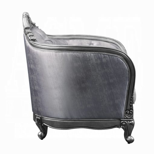 Acme Ariadne Fabric & Platinum Loveseat with 3 Pillows - Image 4