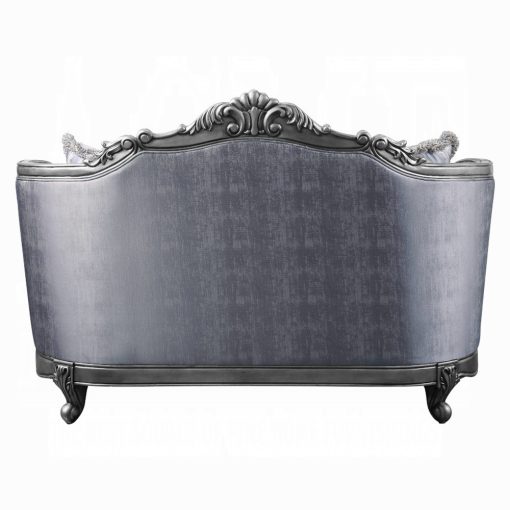 Acme Ariadne Fabric & Platinum Loveseat with 3 Pillows - Image 5
