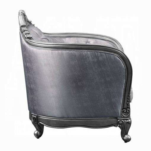 Acme Ariadne Fabric & Platinum Chair with Pillow - Image 4