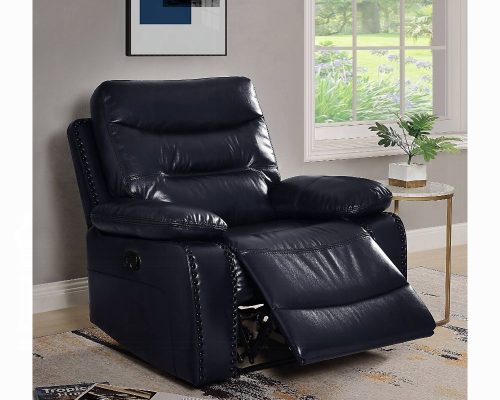 Acme Aashi Motion Navy Leather-Gel Match Recliner