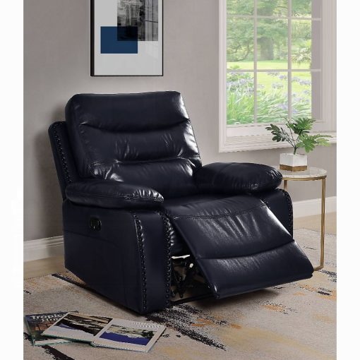 Acme Aashi Motion Navy Leather-Gel Match Recliner