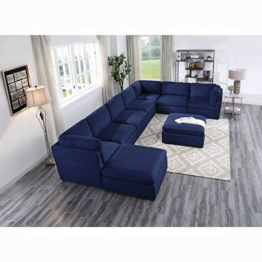 Acme Crosby Blue Fabric Modular - Armless Chair - Image 6