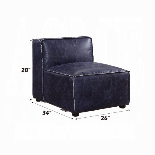 Acme Birdie Vintage Blue Top Grain Leather Modular - Armless Chair - Image 6
