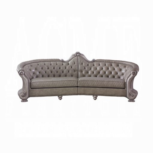 Acme Dresden Synthetic Leather & Vintage Bone White Sofa - Image 3
