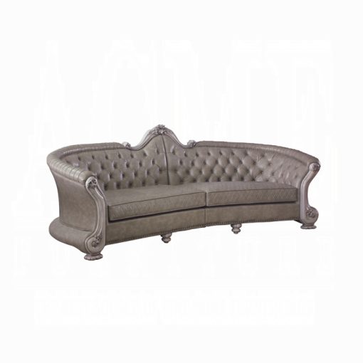 Acme Dresden Synthetic Leather & Vintage Bone White Sofa - Image 2
