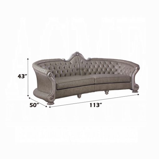 Acme Dresden Synthetic Leather & Vintage Bone White Sofa - Image 6