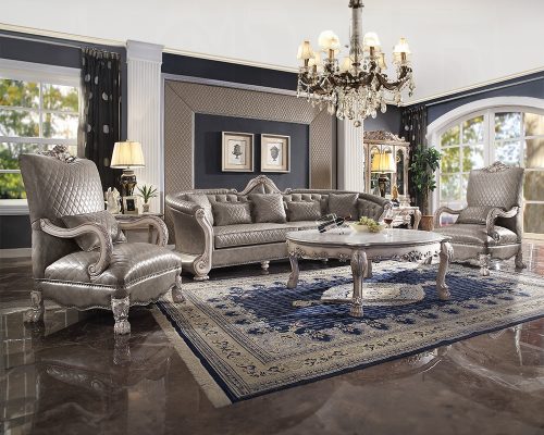 Acme Dresden Synthetic Leather & Vintage Bone White Sofa