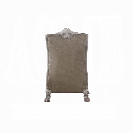 Acme Dresden Synthetic Leather & Vintage Bone White Upholstery Chair with Pillow - Image 5