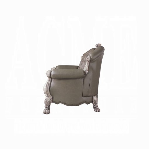 Acme Dresden Synthetic Leather & Vintage Bone White Loveseat with 3 Pillows - Image 4