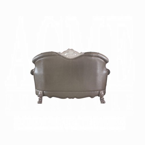 Acme Dresden Synthetic Leather & Vintage Bone White Loveseat with 3 Pillows - Image 5