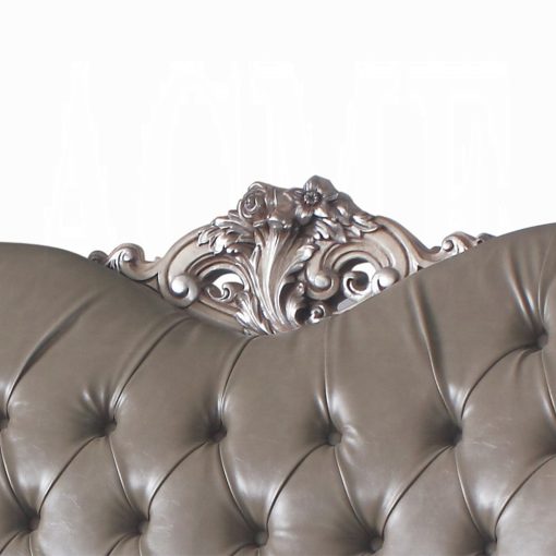 Acme Dresden Synthetic Leather & Vintage Bone White Loveseat with 3 Pillows - Image 8