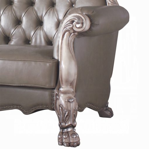 Acme Dresden Synthetic Leather & Vintage Bone White Loveseat with 3 Pillows - Image 9