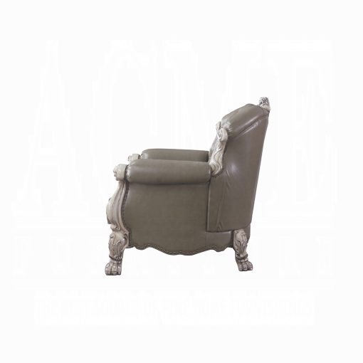 Acme Dresden Synthetic Leather & Vintage Bone White Chair with Pillow - Image 4
