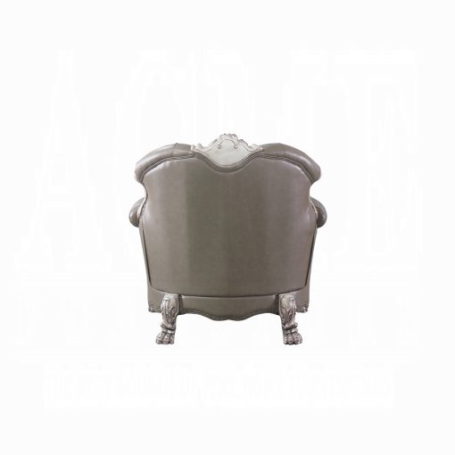 Acme Dresden Synthetic Leather & Vintage Bone White Chair with Pillow - Image 5