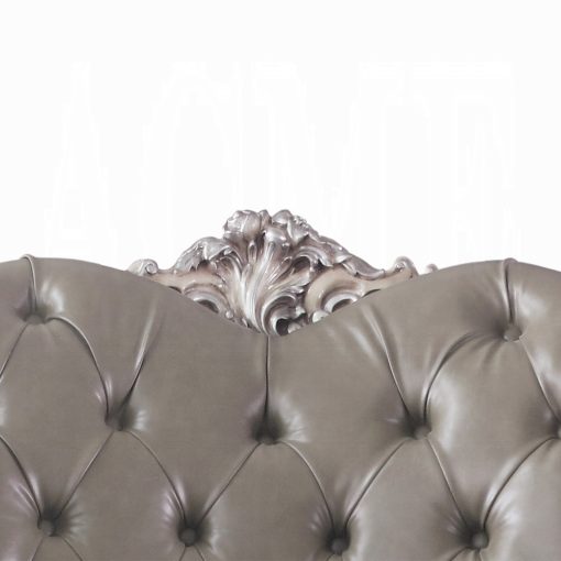 Acme Dresden Synthetic Leather & Vintage Bone White Chair with Pillow - Image 8