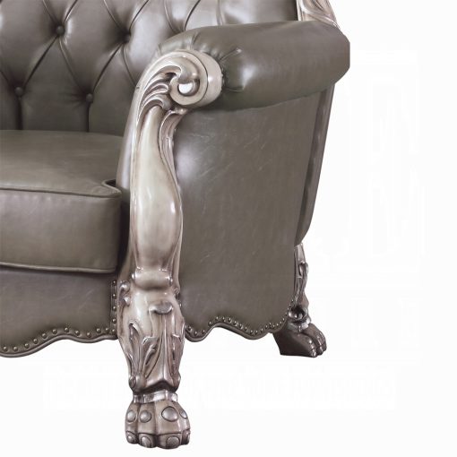 Acme Dresden Synthetic Leather & Vintage Bone White Chair with Pillow - Image 9
