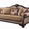 Acme Chateau De Ville Fabric & Espresso Sofa with 5 Pillows
