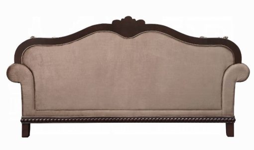 Acme Chateau De Ville Fabric & Espresso Sofa with 5 Pillows - Image 3