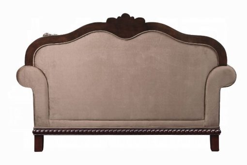 Acme Chateau De Ville Fabric & Espresso Loveseat with 3 Pillows - Image 3