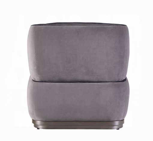 Acme Decapree Antique Slate Top Grain Leather & Gray Velvet Accent Chair - Image 4