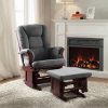 Acme Adeliza Gray Microfiber & Cherry Glider Chair & Ottoman