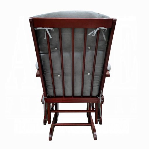 Acme Adeliza Gray Microfiber & Cherry Glider Chair & Ottoman - Image 5