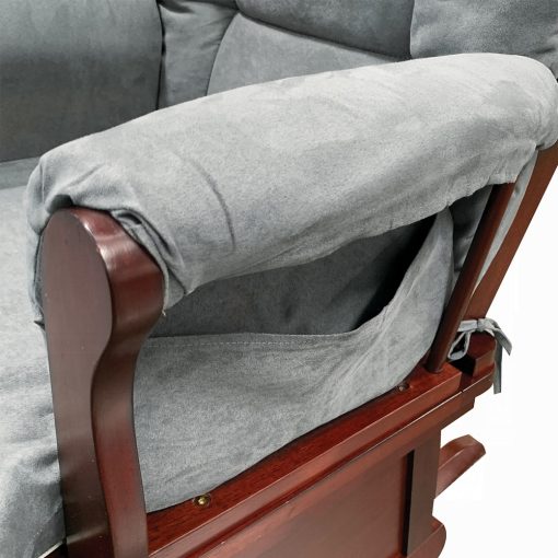 Acme Adeliza Gray Microfiber & Cherry Glider Chair & Ottoman - Image 6
