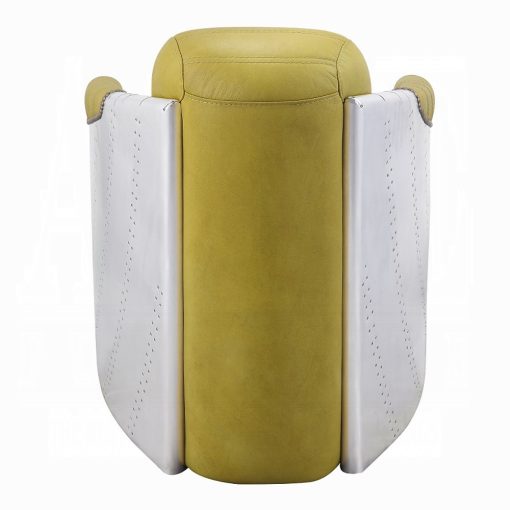 Acme Brancaster Yellow Top Grain Leather & Aluminum Accent Chair - Image 5