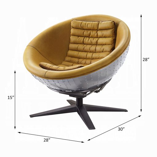 Acme Brancaster Turmeric Top Grain Leather & Aluminum Accent Chair - Image 8