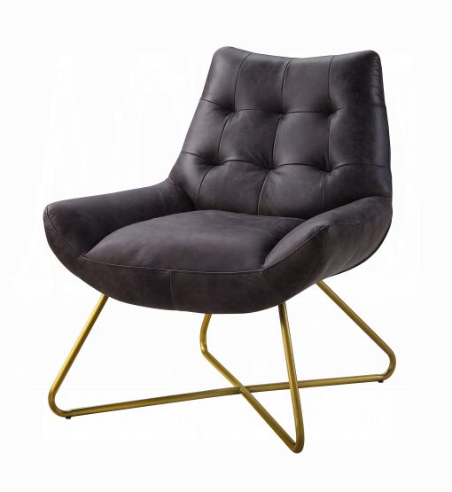 Acme Dhalsim Antique Ebony Top Grain Leather Accent Chair - Image 2