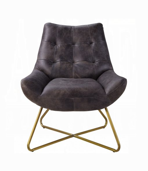 Acme Dhalsim Antique Ebony Top Grain Leather Accent Chair - Image 3