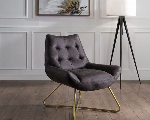 Acme Dhalsim Antique Ebony Top Grain Leather Accent Chair