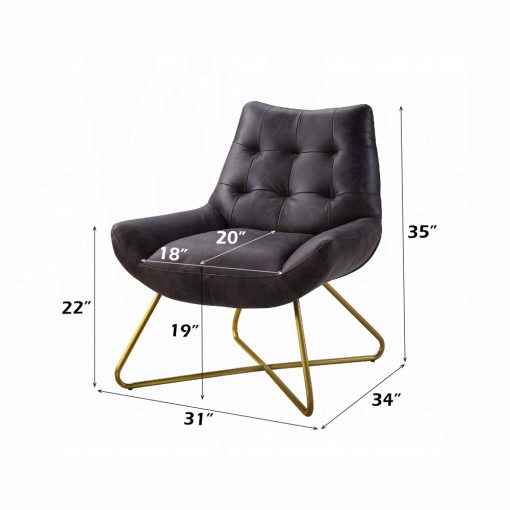 Acme Dhalsim Antique Ebony Top Grain Leather Accent Chair - Image 8