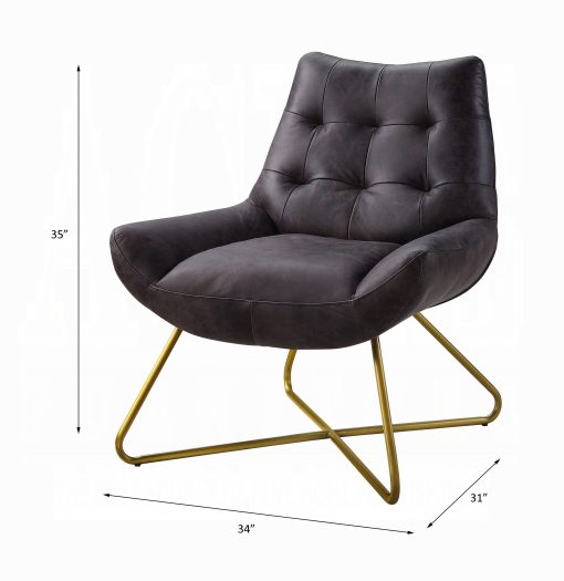 Acme Dhalsim Antique Ebony Top Grain Leather Accent Chair - Image 7