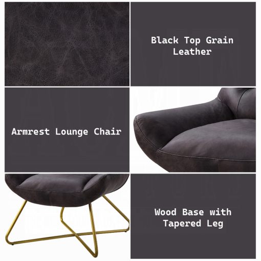 Acme Dhalsim Antique Ebony Top Grain Leather Accent Chair - Image 9