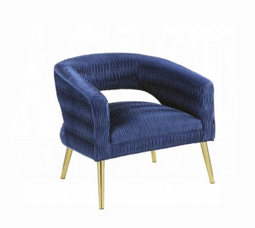 Acme Aistil Blue Velvet & Gold Accent Chair - Image 2