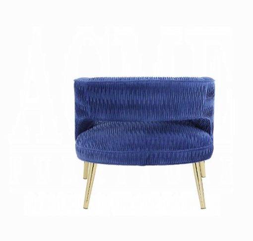 Acme Aistil Blue Velvet & Gold Accent Chair - Image 5
