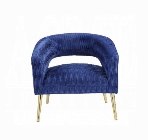 Acme Aistil Blue Velvet & Gold Accent Chair - Image 3
