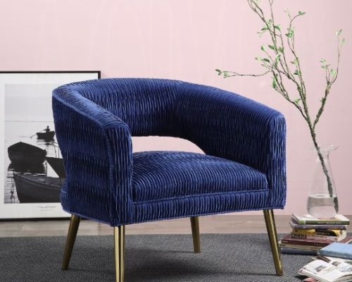 Acme Aistil Blue Velvet & Gold Accent Chair