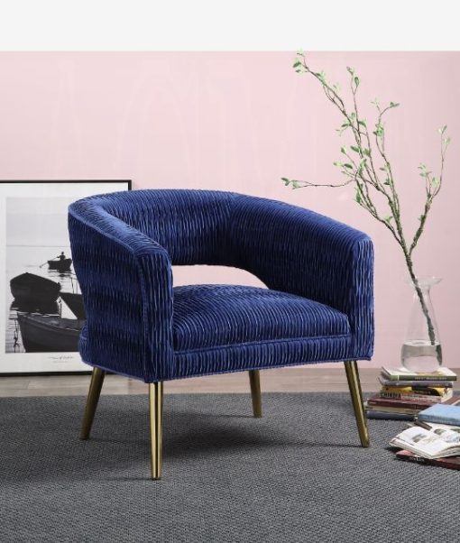 Acme Aistil Blue Velvet & Gold Accent Chair